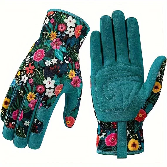 Floral Print Polyester Garden Gloves Breathable Ambidextrous Work Zpaxo