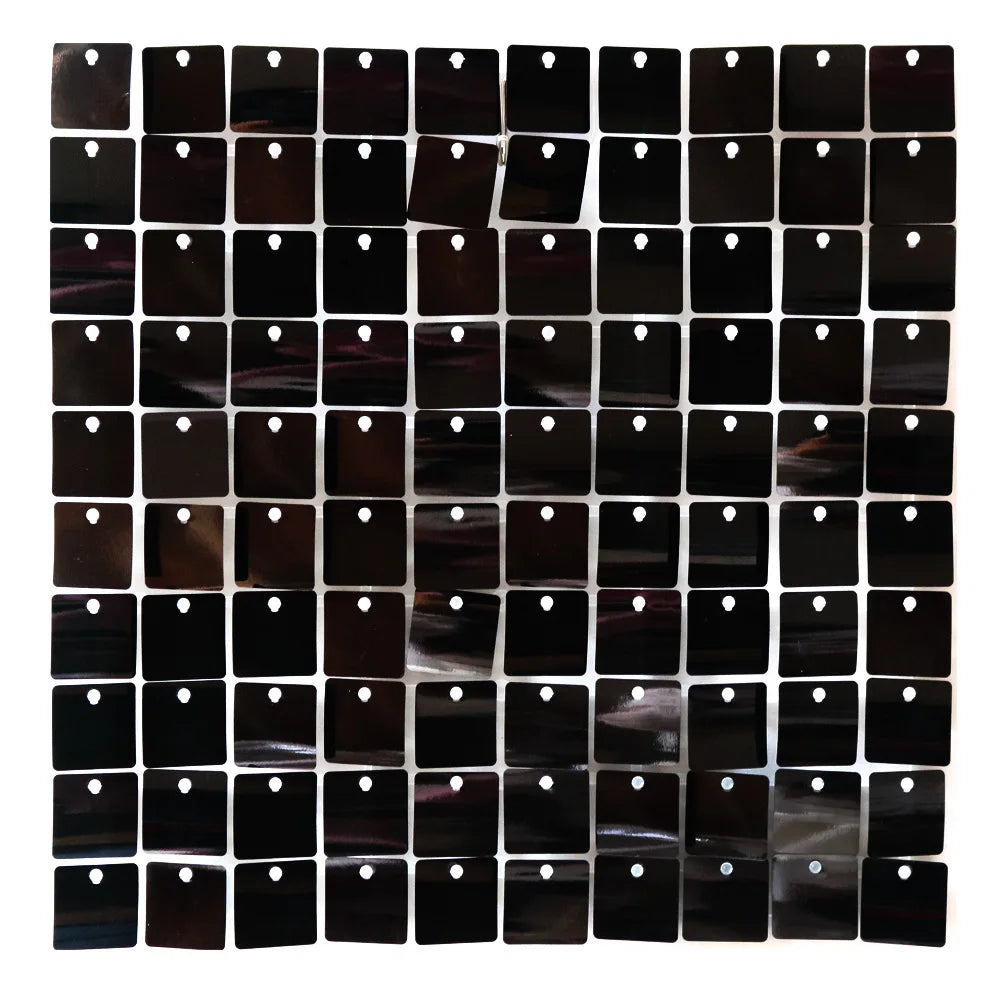 Colorful Glitter Square Shimmer Wall Backdrop Sequin Shiny Panels Zpaxo Black 24 Pieces(30x30cm)