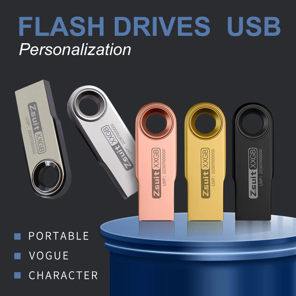 ZSUIT 10PCS/Lot Metal USB Flash Drive 64GB Pen Drive 4GB 8GB 16GB Pendrive 32GB Memory Stick 128GB USB Storage Stick Free LOGO Zpaxo