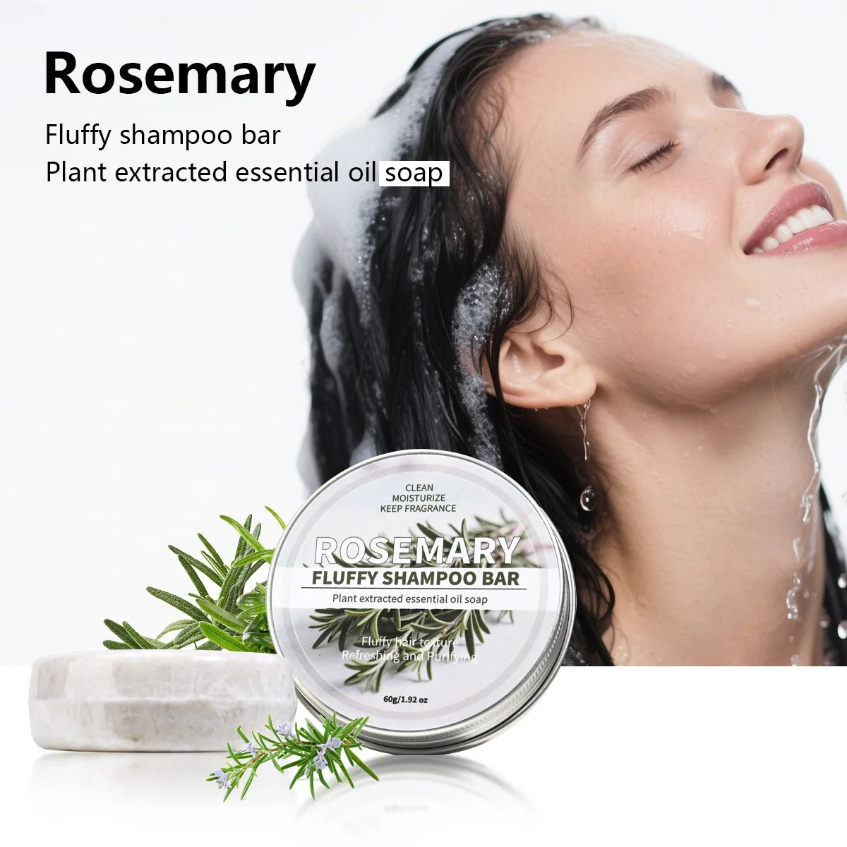 Rosemary Essential Oil Shampoo Bar – Moisturizing & Cleansing Shampoo Bar Zpaxo 60g