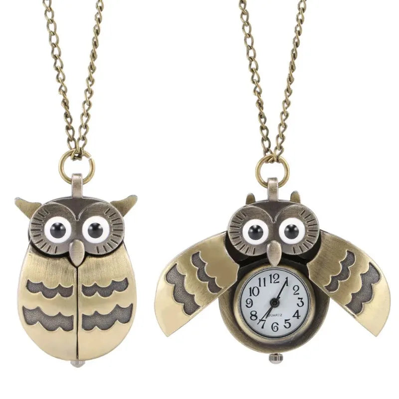 Retro Owl Pendant Necklace Watch – Vintage Unisex Chain Clock Pendant Necklace Watch Zpaxo