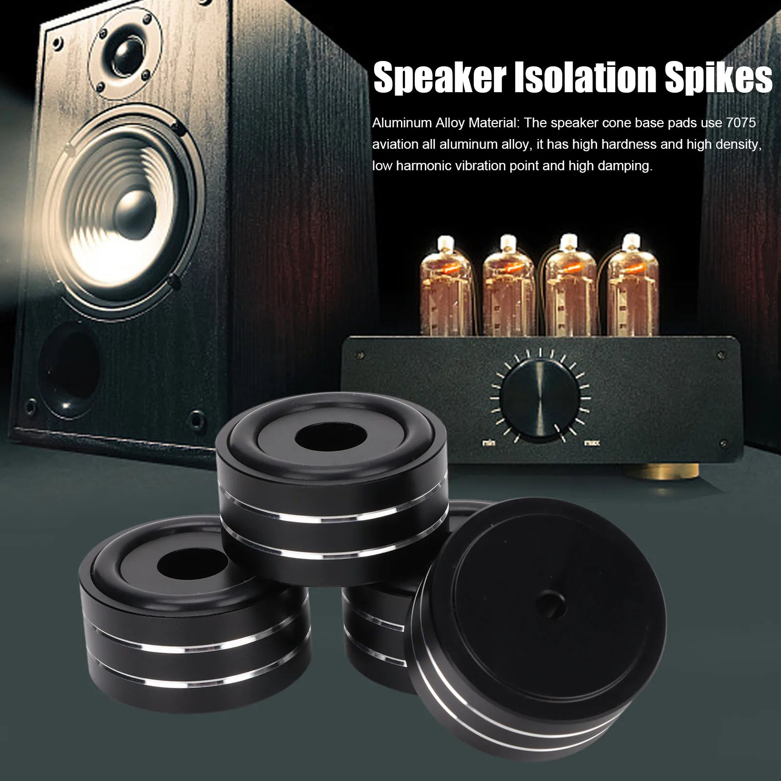 4pcs Speaker Isolation Spike Stand Foot 40x20mm / 1.57x0.78in Speaker Cone Base Mats for DAC Amplifier Recorder Meter Zpaxo