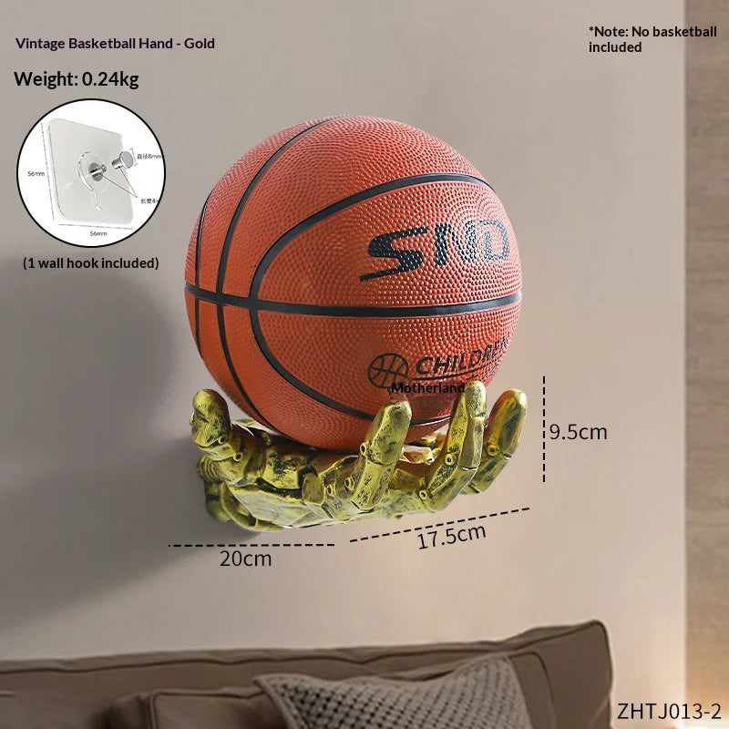 Robotic Arm Basketball Wall Mount Rack – Punk Industrial Decor Wall Display Rack Zpaxo Golden