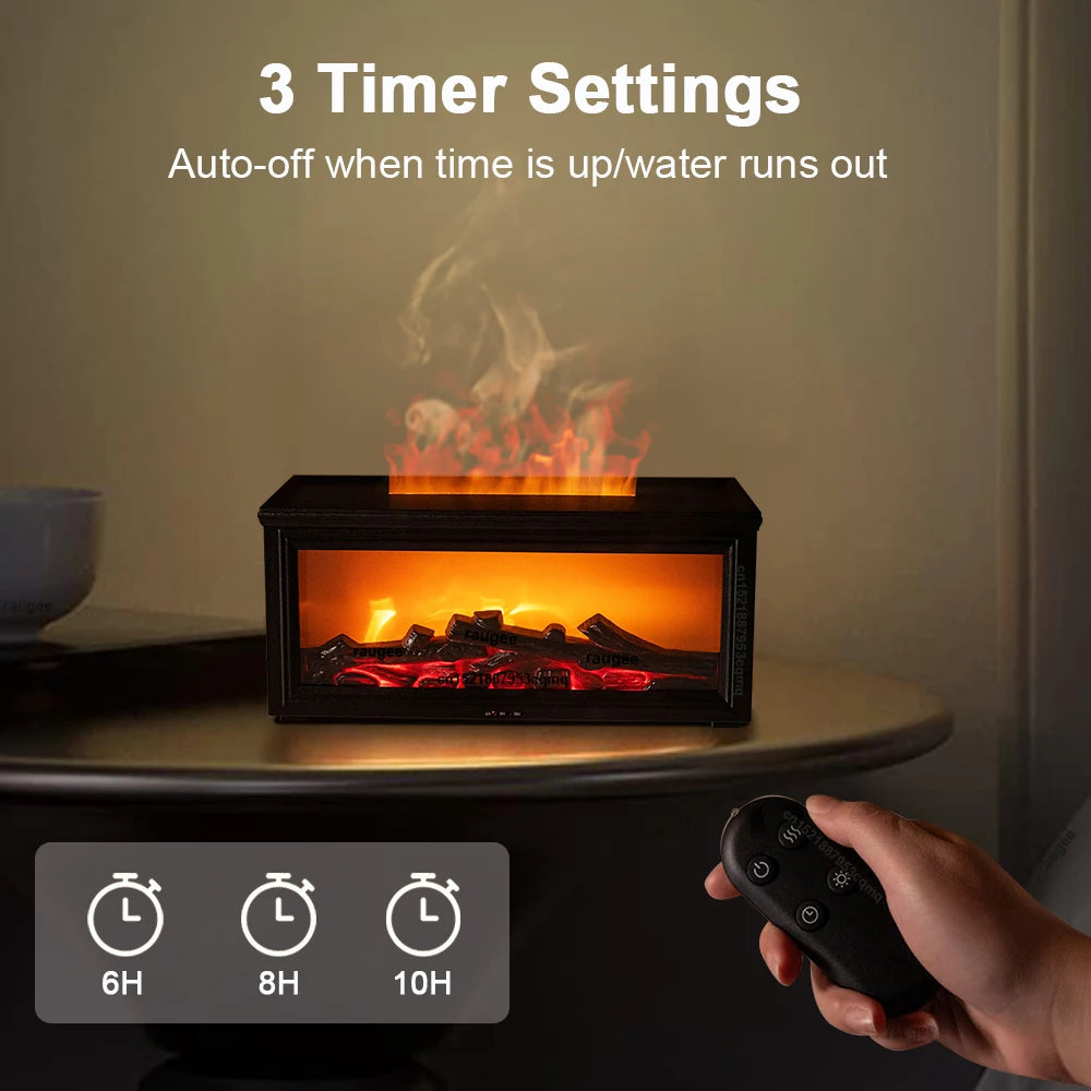 Aroma Air Humidifier Flame Fireplace Essential Oil Diffuser Desktop