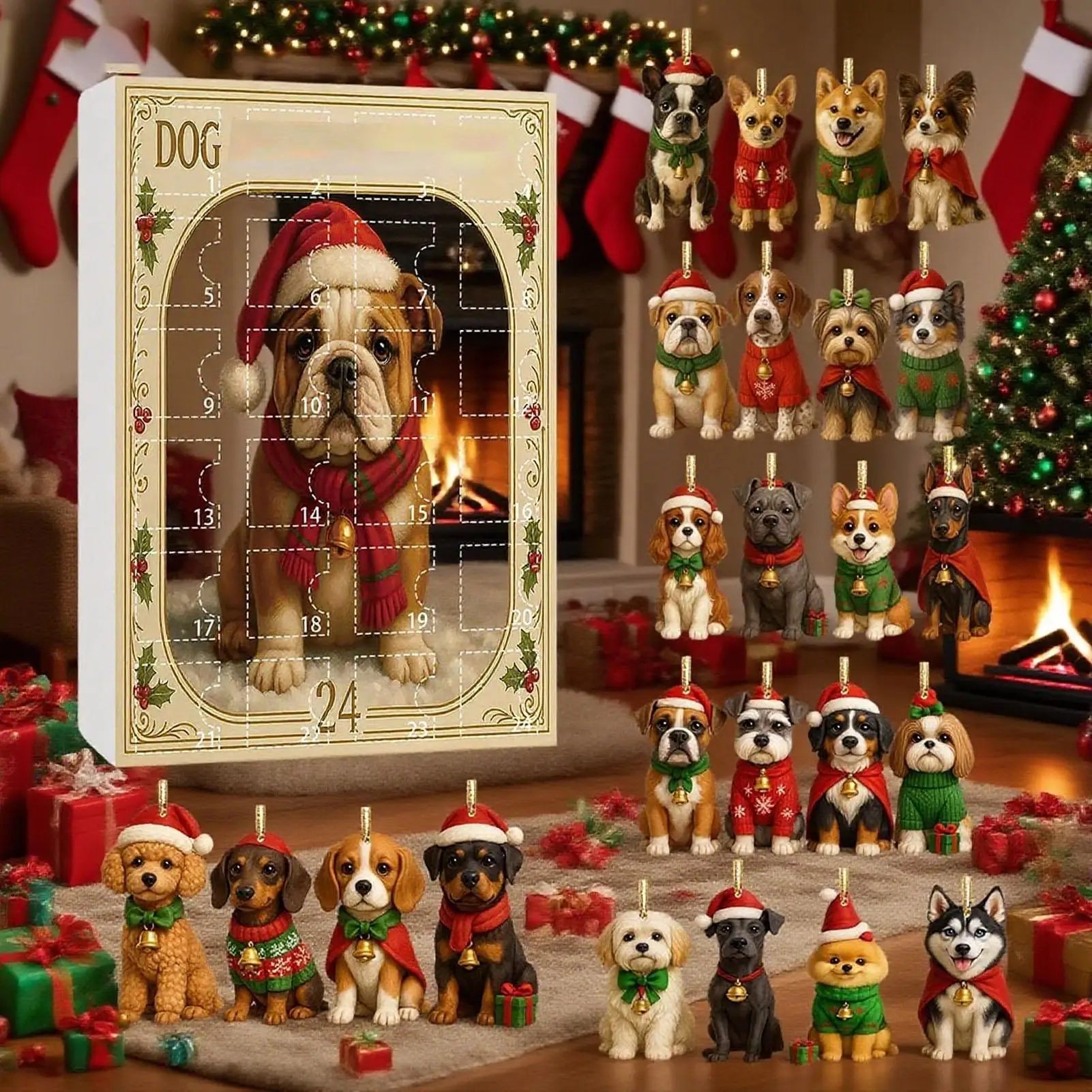 Dog Lover Advent Calendar 24 Day Countdown 2D Acrylic Charm Pendant