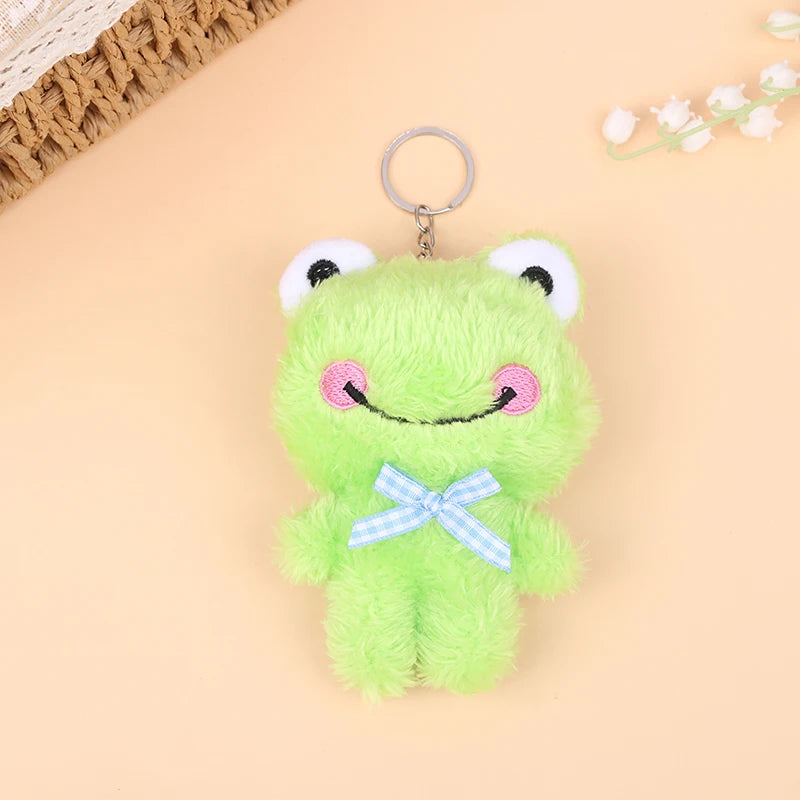 ▶1Pcs Cartoon Mini 4 Animal Little Bear Rabbit Frog Chicken Stuffed Plush Toy Plush Animal Keychain Decorate Zpaxo Green