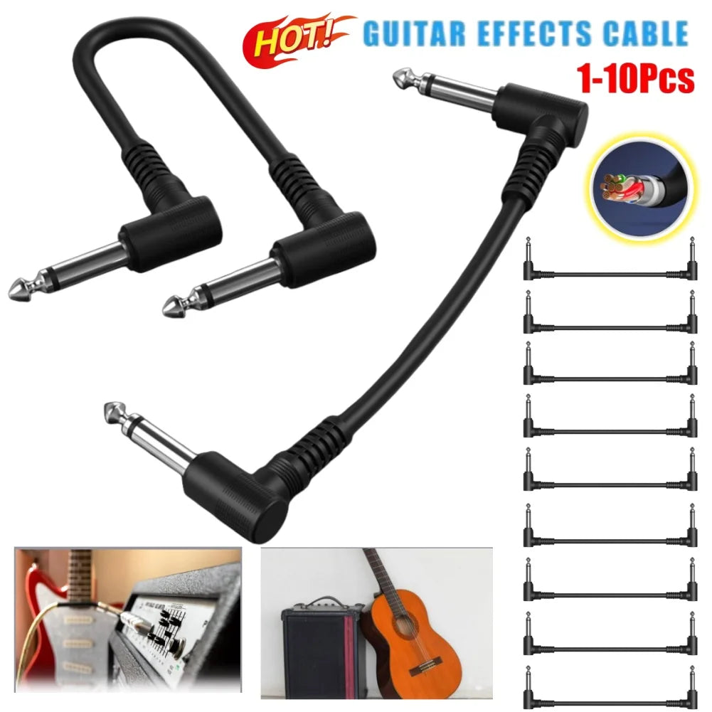 1- Guitar Bass Effect Pedal Patch Cable 1 Right Angle Shielded Low