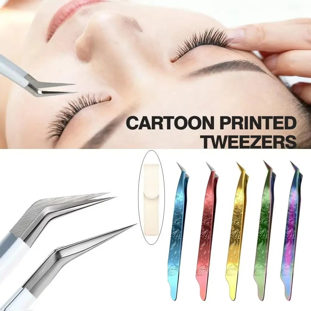 Stainless Steel Curved Stickers Tweezers Precision Anti-static False Zpaxo