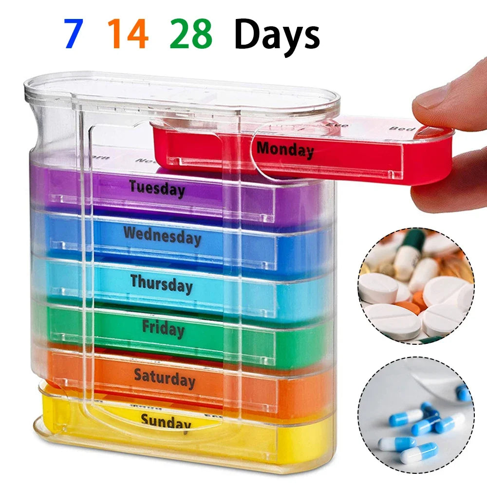 7 Days Pill Medicine Box Weekly Monthly Tablet Holder Storage