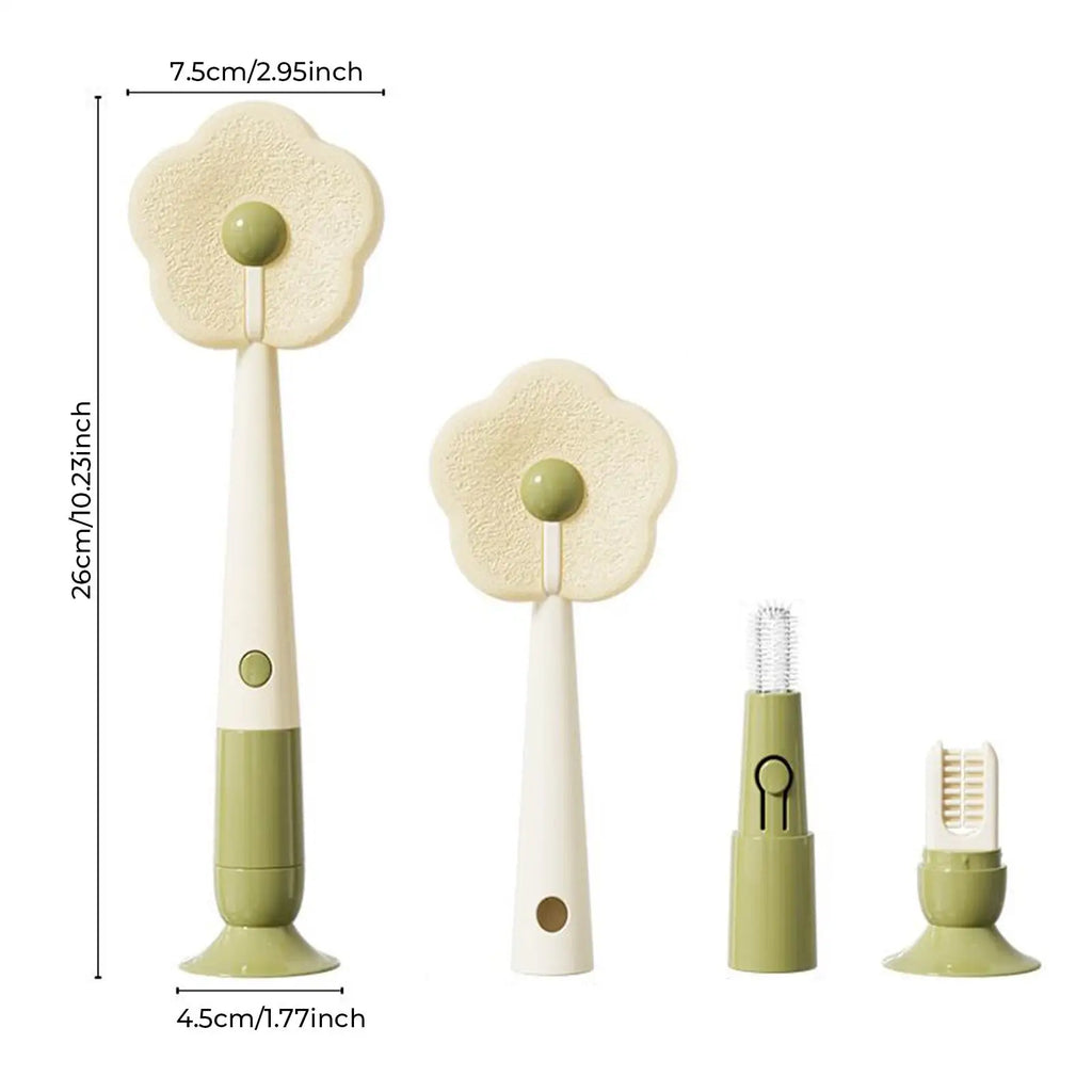 Cup Brush Cleaner Cup Brush Sponge Suction Multifunctional Washer Flower-shaped Scrubber For Kitchen Sink Coffee Travel Wine Zpaxo