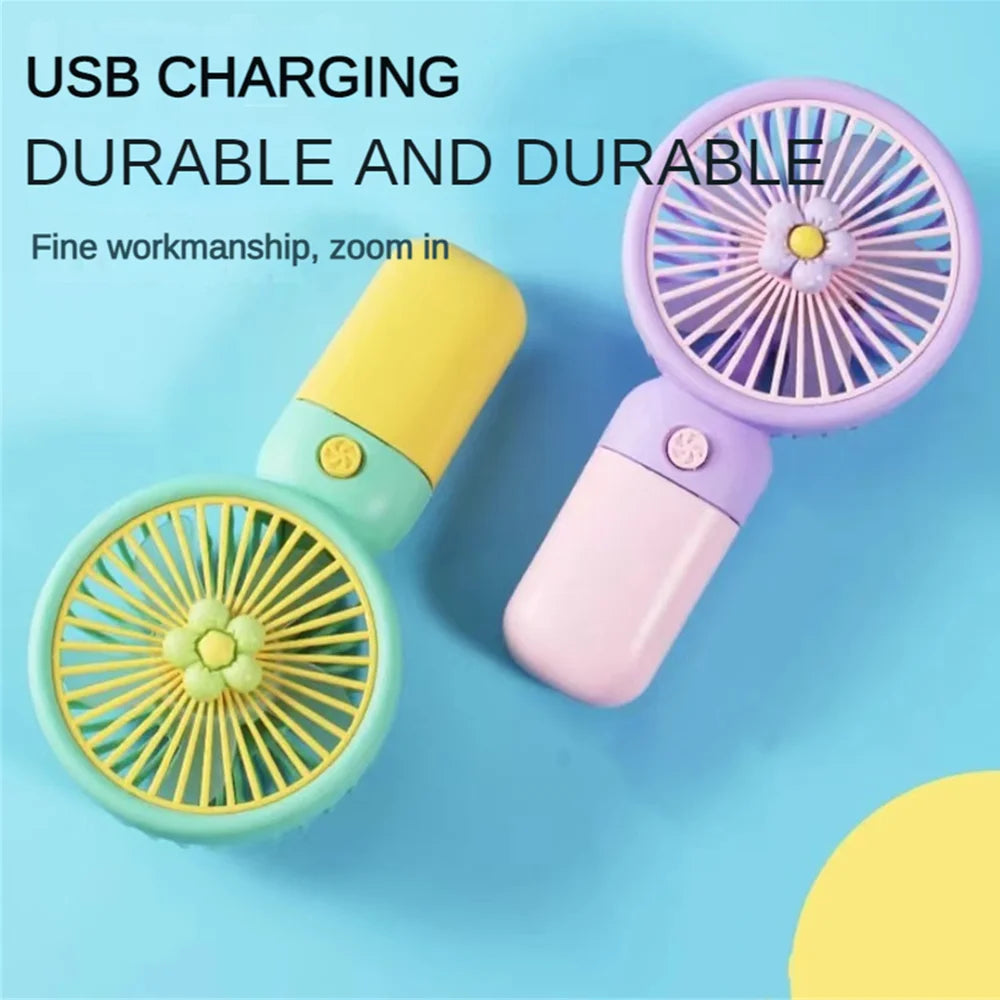 10pcs Handheld Small Fan Summer Mini USB Charging 1st Gear Fan with Lazy Stand Handheld Desktop Portable Silent Student 1PC Zpaxo
