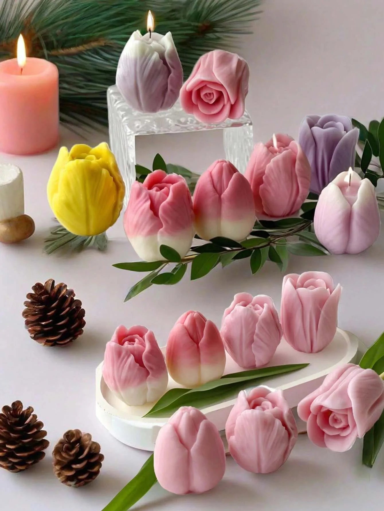1pc 3D Peony Rose Silicone Mold For Candle/Wax/Resin/Plaster DIY + Mother's Day Gift + Home Decoration + Holiday Decor Zpaxo