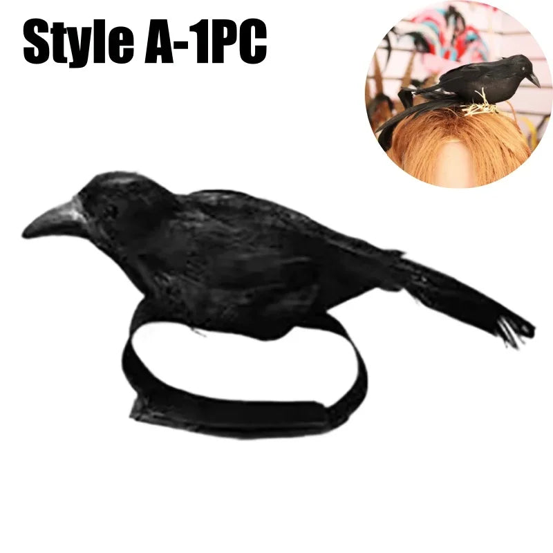 Halloween Exaggerated Forest Crow Headband Creative Feather Black