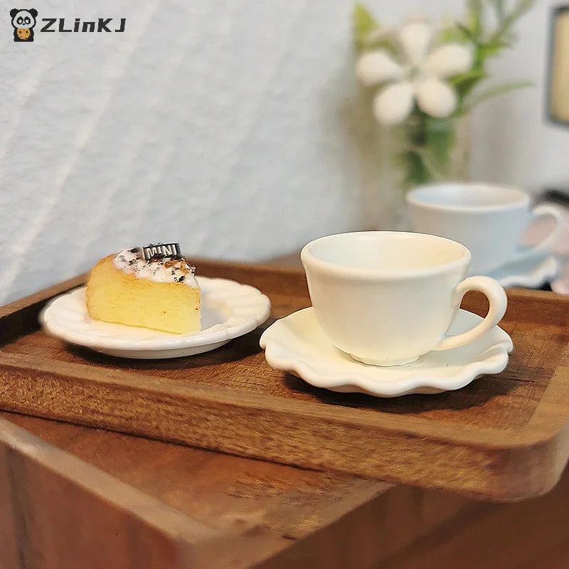 ▶2Pcs Mini Cup Drinks Model Toys Miniature Dollhouse Dessert Latte Coffee Mug Dish Set Doll Accessories Kids Gift Zpaxo