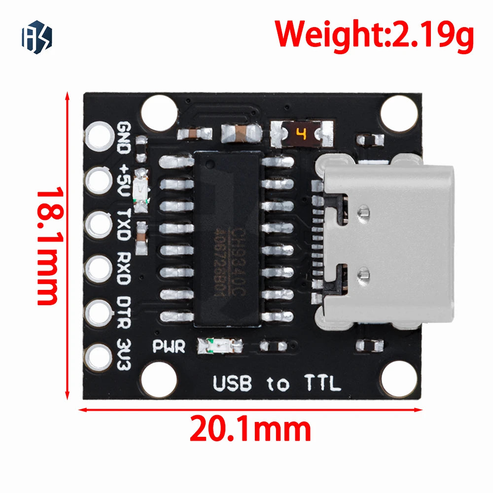1PC Pro Mini CH340N SOP8 USB-to-TTL Serial Converter Module – Compatible with CH340G/E/C & for Arduino Zpaxo