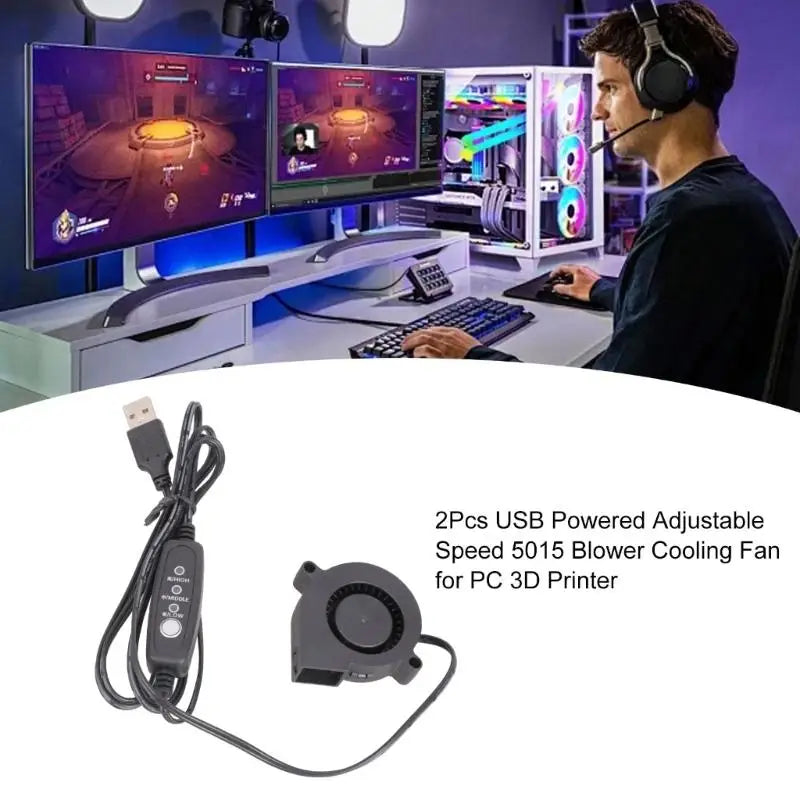 5V USB Powered PC Router Fan 5015 High Airflow Cooling Fan Adjustable Speed 3500RPM for PC 3D Printer Electronics Zpaxo