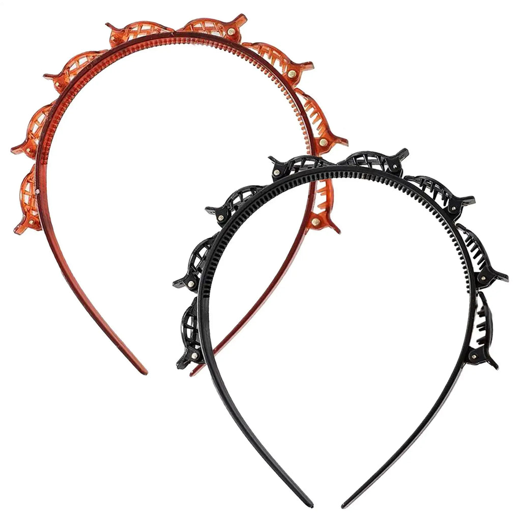 Women's Headband with Clips – Twist Plait & Bang Hair Hoop Clip Headband Zpaxo