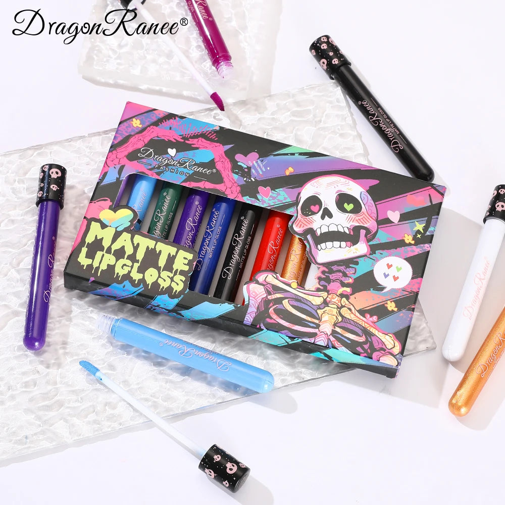 12-Piece Lip Gloss Set, Colorful Lip Gloss, Non-Stick Cup Lipstick, Purple, Black, Brown Lip Gloss, Halloween Performance Festival Lip Gloss Set Zpaxo