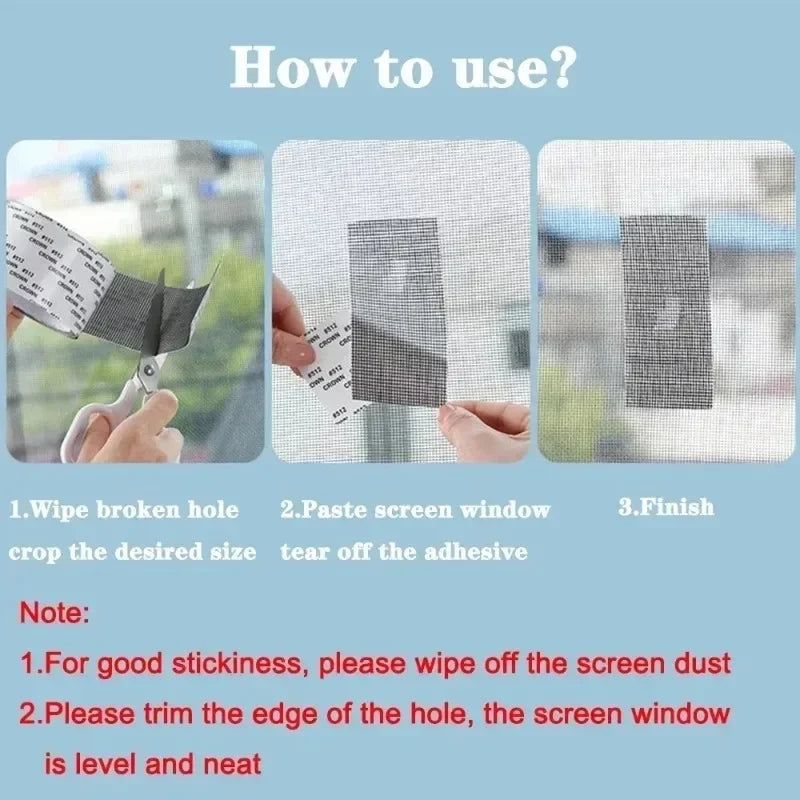 Window Net Insect Netting Screen Door Repair Tape Strong Self Adhesive Tape Net Fix Patch AntiInsect Mesh Broken Holes Repairing Zpaxo