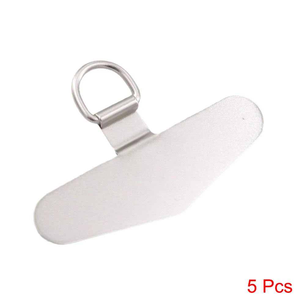 Ultra-thin Sturdy Metal Smartphone Hanging Strap Gasket Replacement Stainless Steel Mobile Phone Lanyard Tether Tabs Patch Clips Zpaxo 5PCS-Silvery