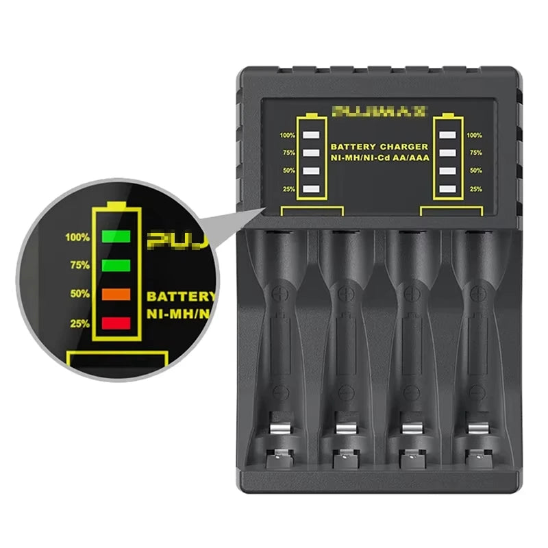 4 Slots Battery Charger Intelligent Type C Micro Fast Charger For AAA/AA Rechargeable Ni-MH/Ni-Cd Batteries With LED Indicator Zpaxo