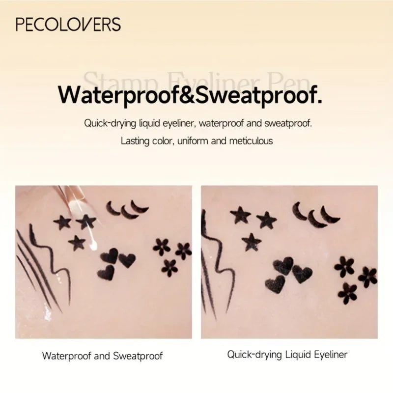 1PC Double-head Eyeliner Pencil - Waterproof, Quick Drying, Including Star and Heart Pattern, Suitable for Festivals/party Zpaxo