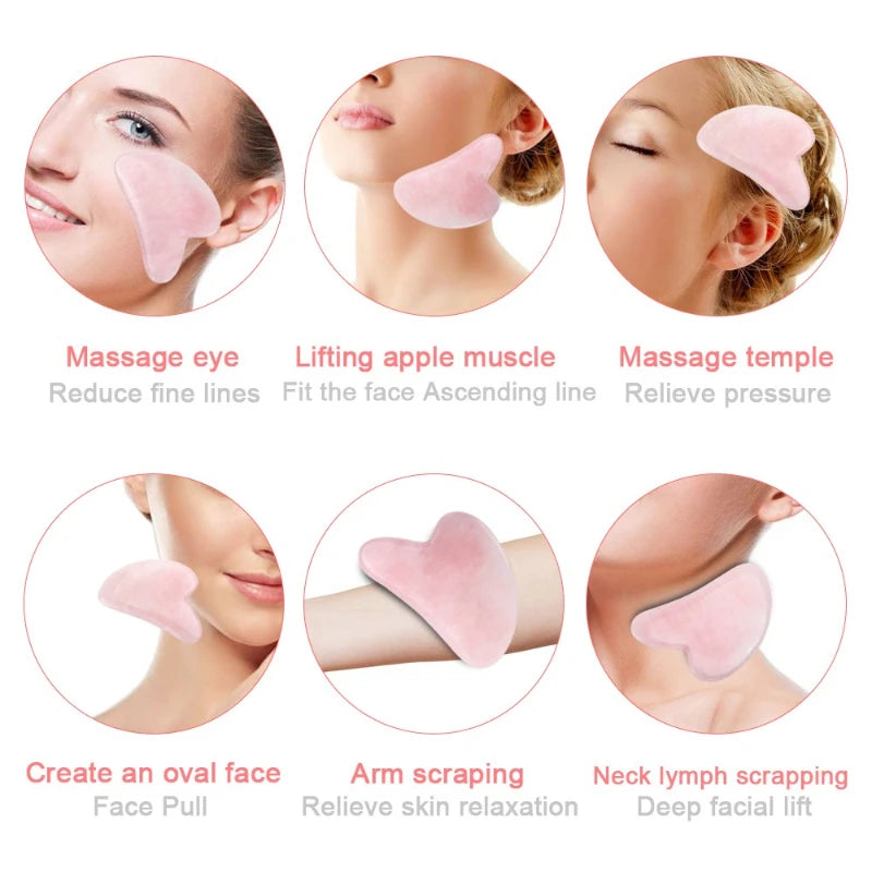 Guasha Stone Massage Face Lift Tools Natural Rose Quartz Gouache