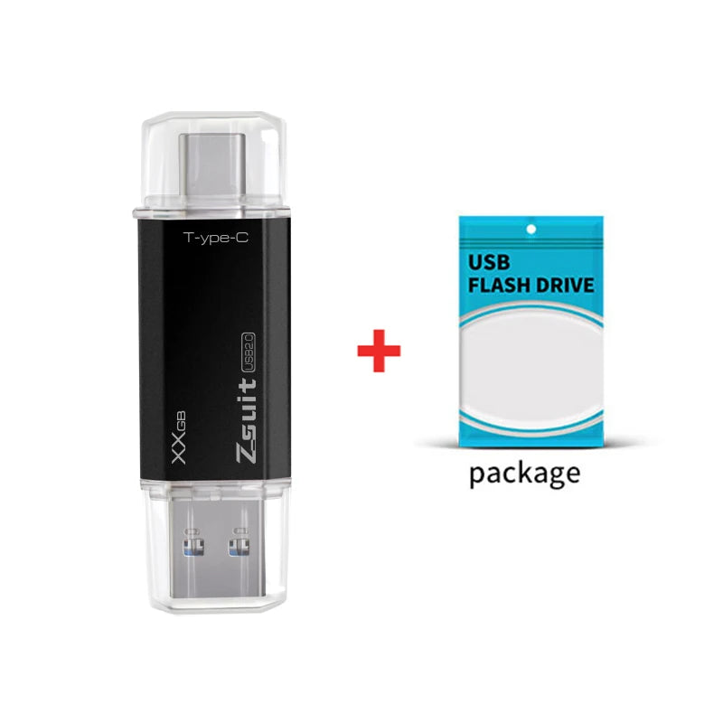 ZSUIT LC Type-c 3.0 Flash Drive 16GB 32GB Metal OTG 2 IN 1 Pen Drive 2.0 Memory Stick USB Custom LOGO cle Usb Waterproof U Disk Zpaxo 128GB-3.0 Black