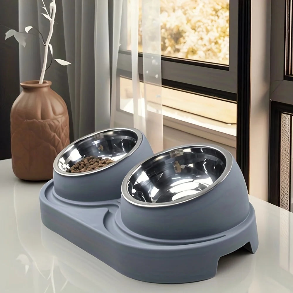 Heavy-duty Modern Elevated Dual Pet Food and Water Bowls • Detachable and Easy to Clean • Space-saving Dual-compartment Feeding Zpaxo