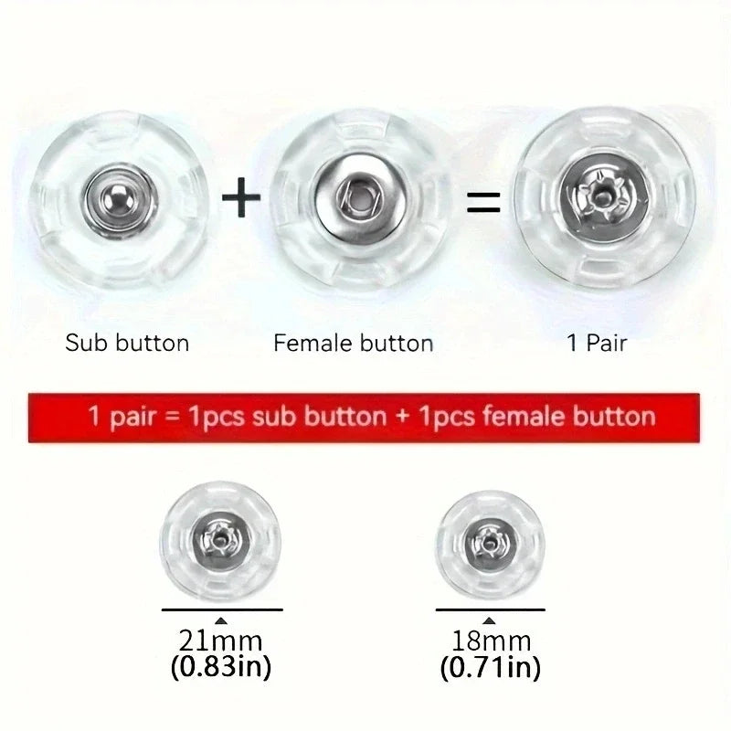 10Pair Transparent Fastener Sewing Accessories Invisible Acrylic Snap Fastener Round DIY Press Stud Zpaxo