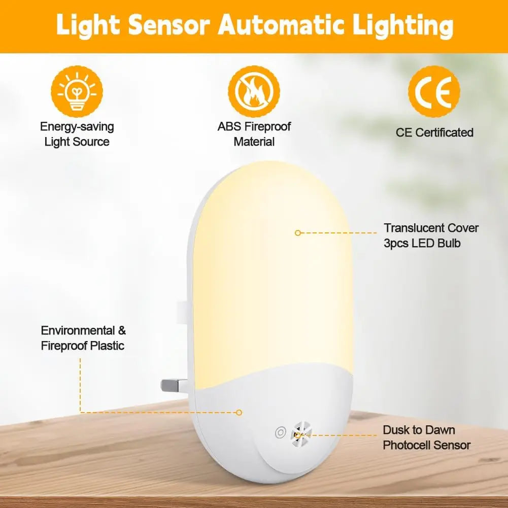 Plug in Night Light, Plug in Wall with Dusk to Dawn Sensor 0.5W Warm White RGB Night Light for Kid Bedroom, Bathroom, Stair Zpaxo