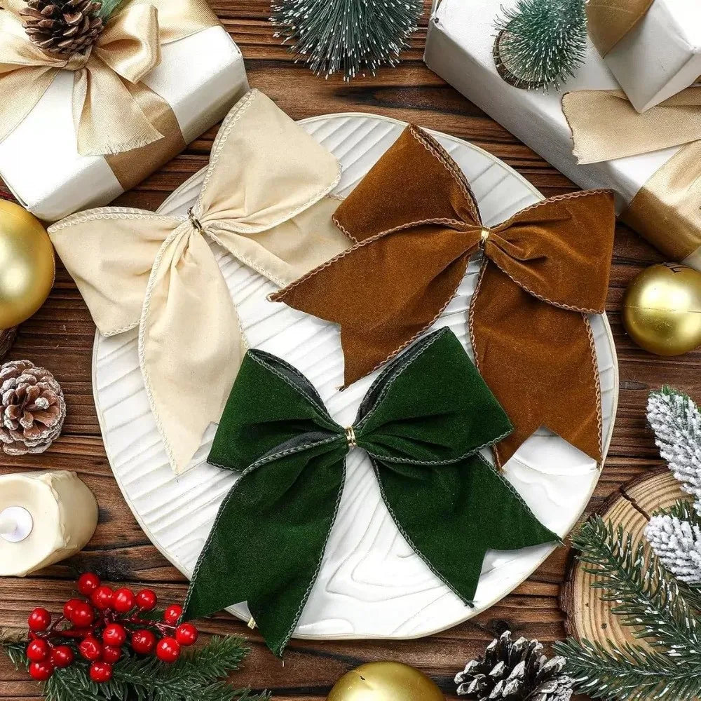 4-Pack Velvet Christmas Tree Bows – DIY Wreath Ribbon Decor Christmas Tree Bows Zpaxo