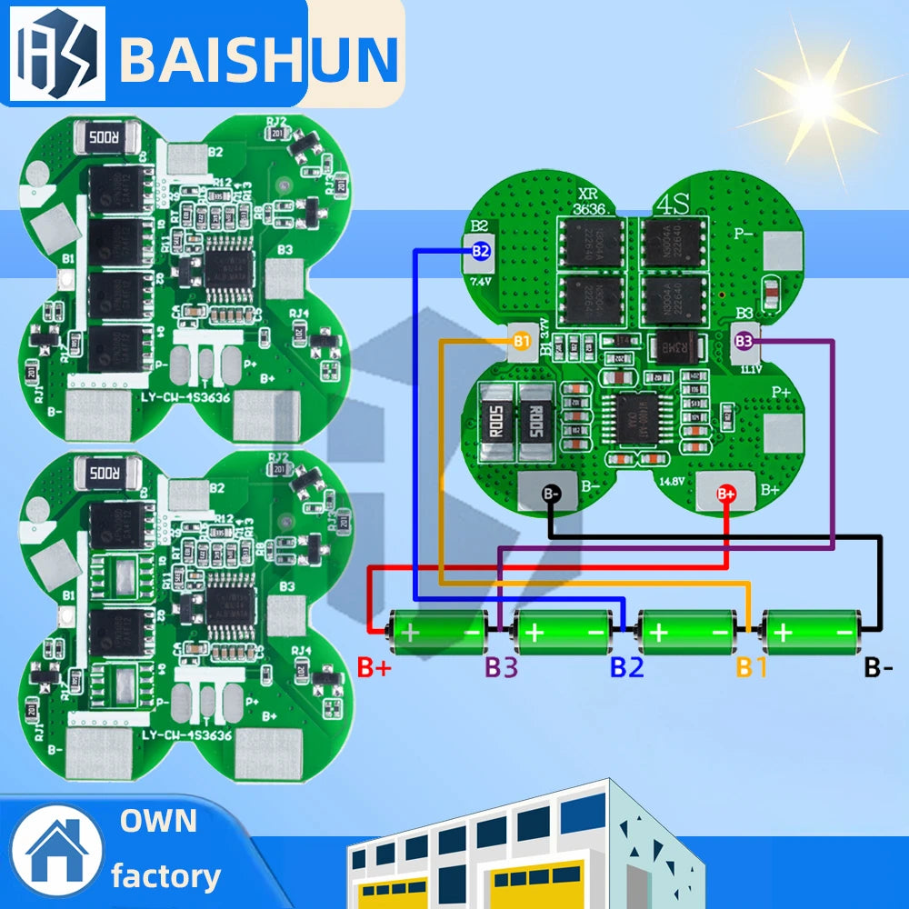 4S 20A LiFePO4 Li-ion BMS Protection Board 8-MOSFET PCM 14 8V 16 Full Zpaxo