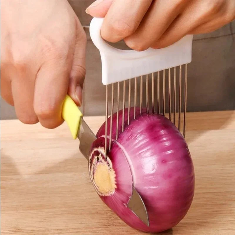 Stainless Steel Onion Holder Slicer Fork – Safe Veggie Cutter