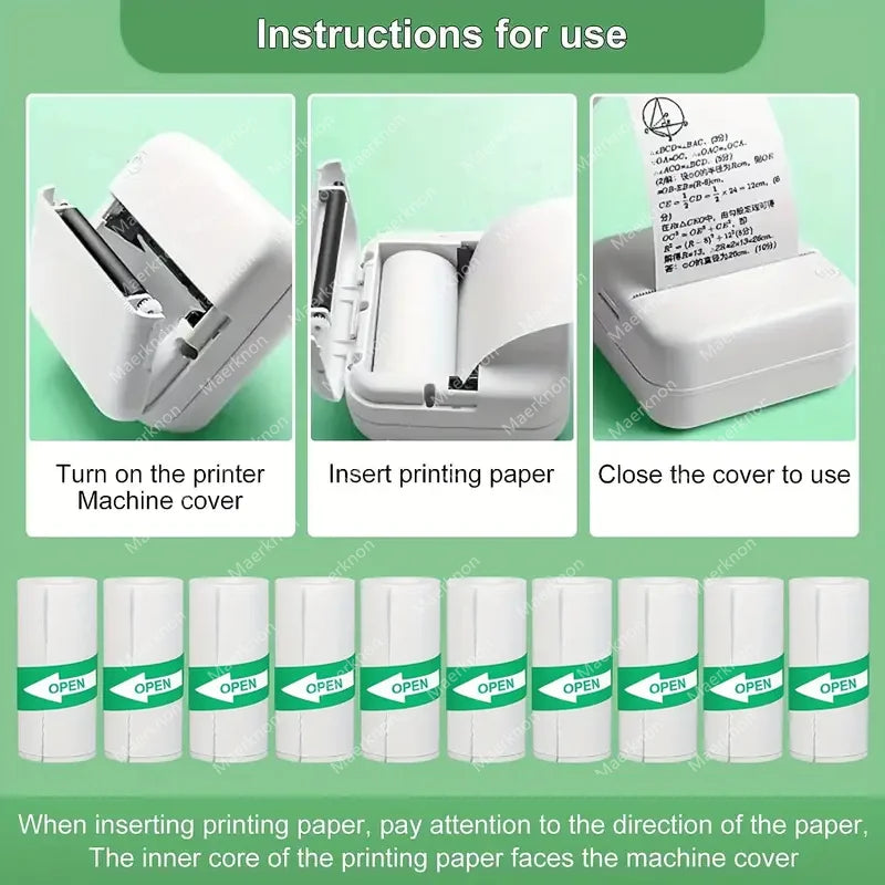 10 Roll Mini Printer Paper Self-adhesive Paper White Thermal Paper Printer Label Sticker For Wireless Photo lnkless Printer 57mm Zpaxo
