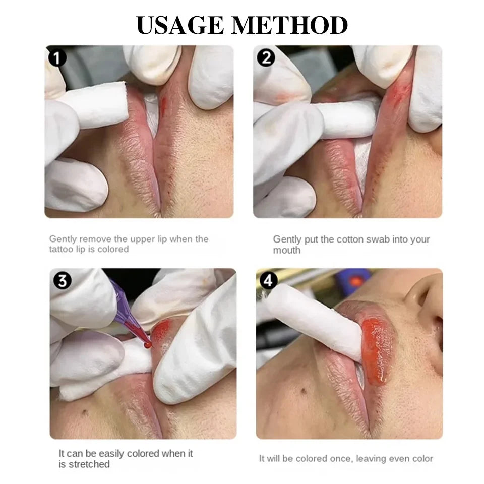 100PCS/box Disposable Lip Tattoo Skin Stretching Cotton Stick With Box Semi-Permanent Makeup Lip Embroidery Blush Recovery Tools Zpaxo