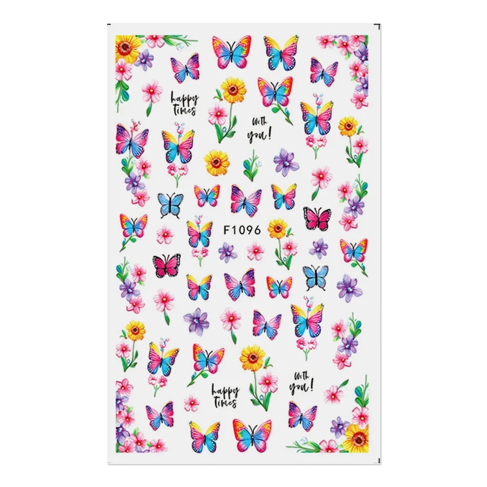 3D Design Nail Art Decals Purple Petals Flowers Stickers Candy Colors Zpaxo Type A