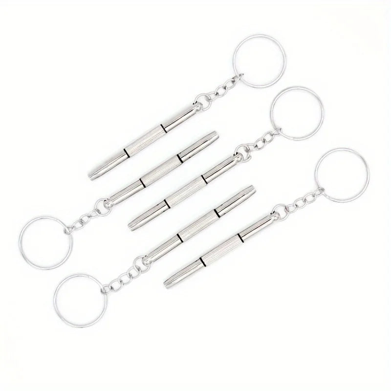 Stainless Steel Eyeglass Screwdrivers Keyring Interchangeable Tips