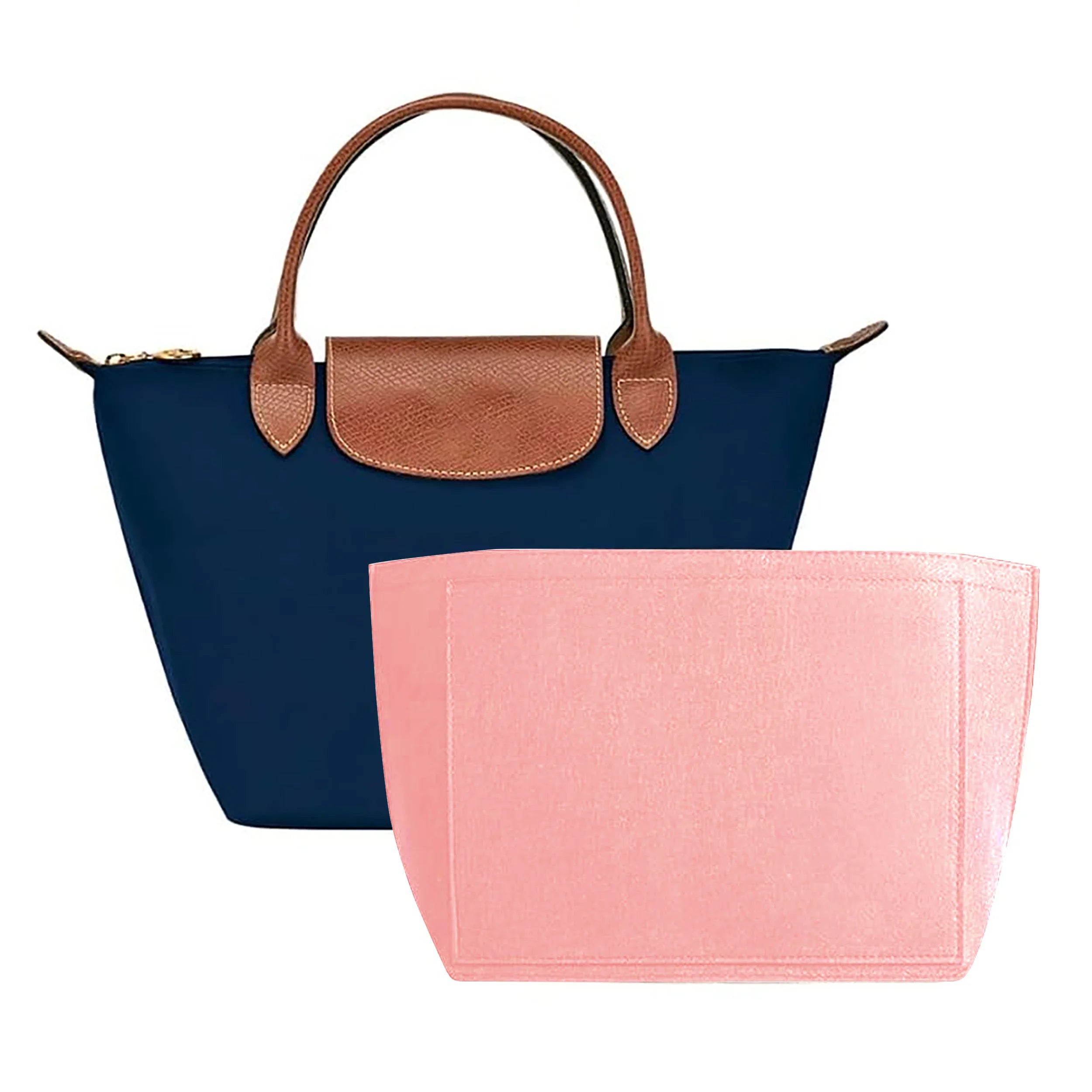 Felt Insert Bag Fits For Longchamp Handbag Liner Bag Felt Cloth Makeup Bag Support Travel Portable Insert Purse Organizer Zpaxo Pink Medium