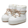 Winter Ankle Boots Women Quilted Nylon Down Snow Woman Round Toe Flat Zpaxo White 36-37 China Mainland