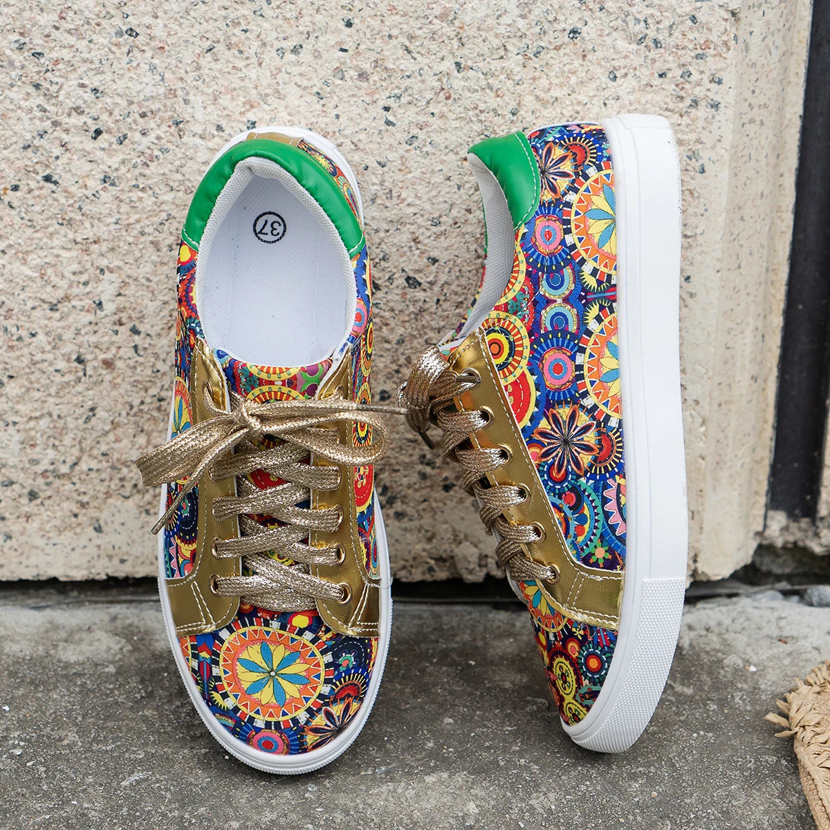 2024 Autumn New Women Fashion Printed Quality Low-Cut Flat Luxury Sneakers Women Comfortable Walking Shoes Zapatos De Mujer Zpaxo