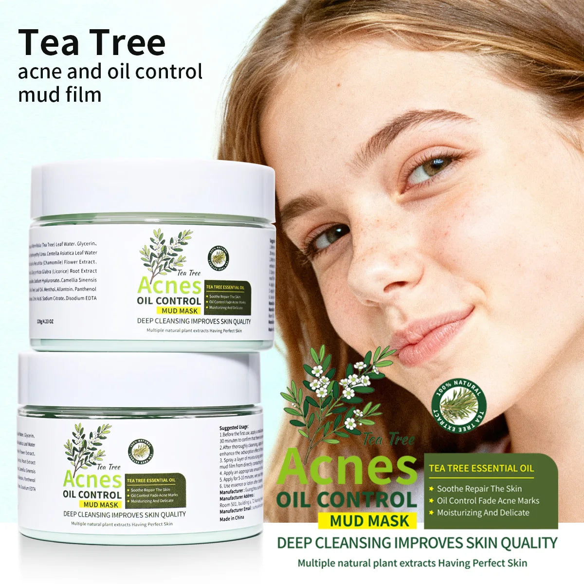 Tea Tree Acne Mud Mask – Oil Control & Soothing 120g Acne Mud Mask Zpaxo