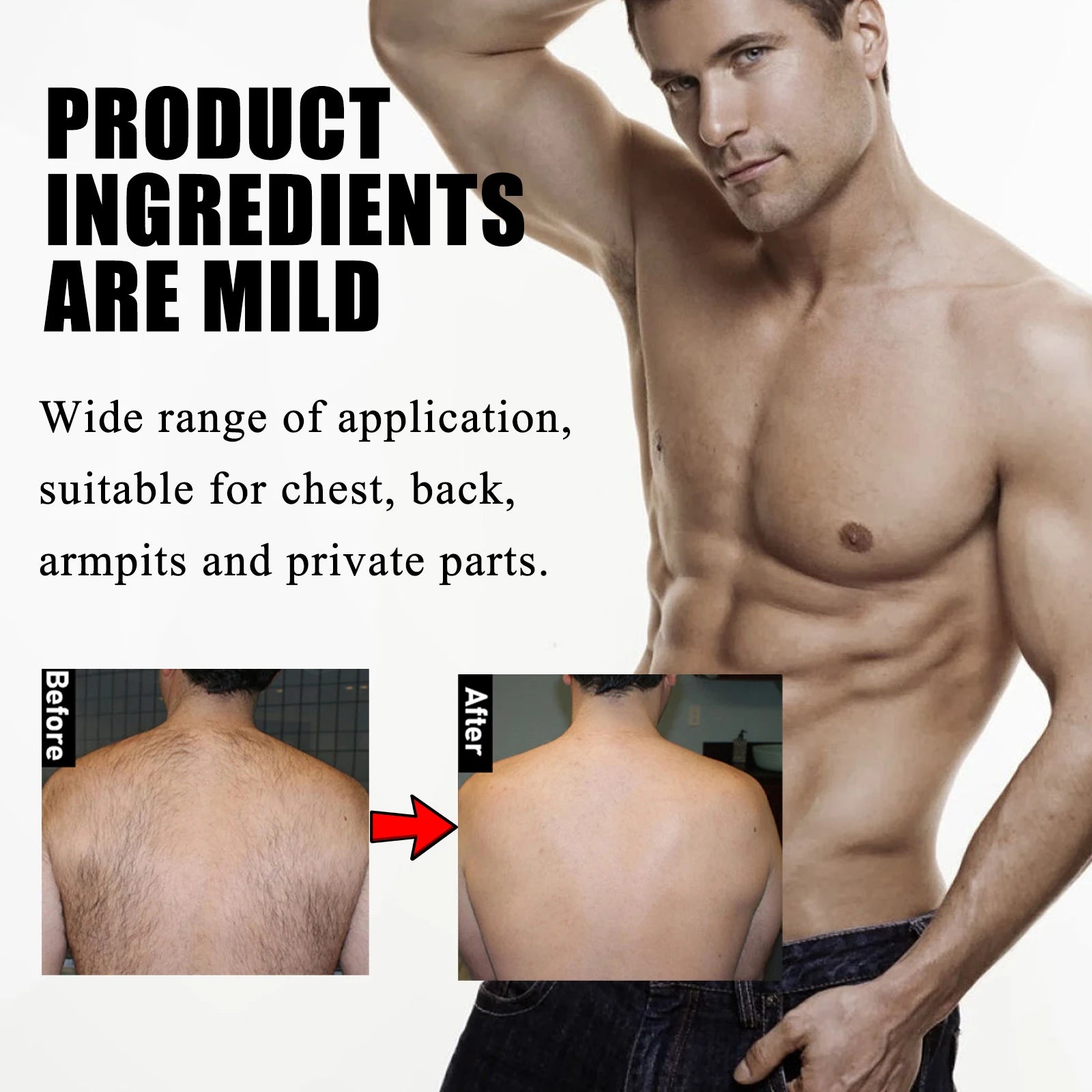 Men's Painless Hair Removal Cream – Chest, Arm, Leg & Back Hair Removal Cream Zpaxo