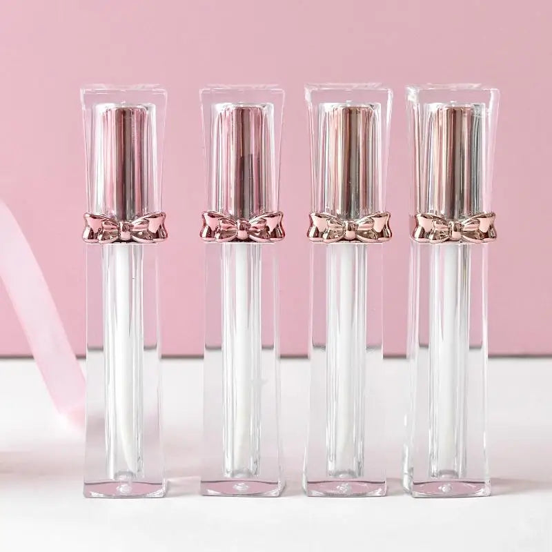 Empty Portable Lip Gloss Tubes DIY Clear Bowknot Glaze Square Rose Zpaxo