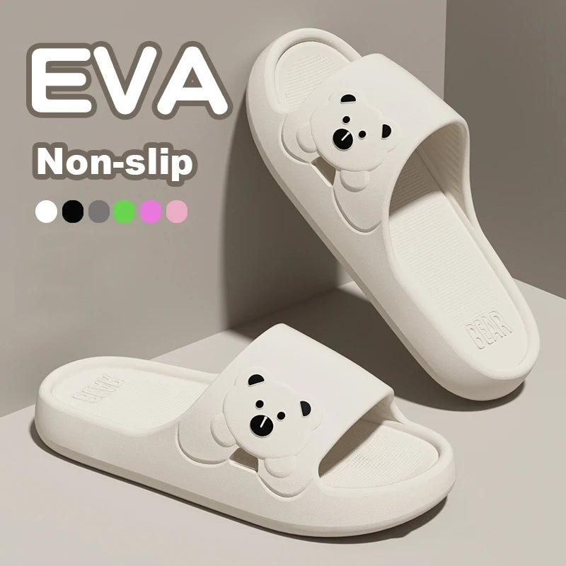Fashion Women's Slippers Indoor Soft Sole Cartoon Bear Slides