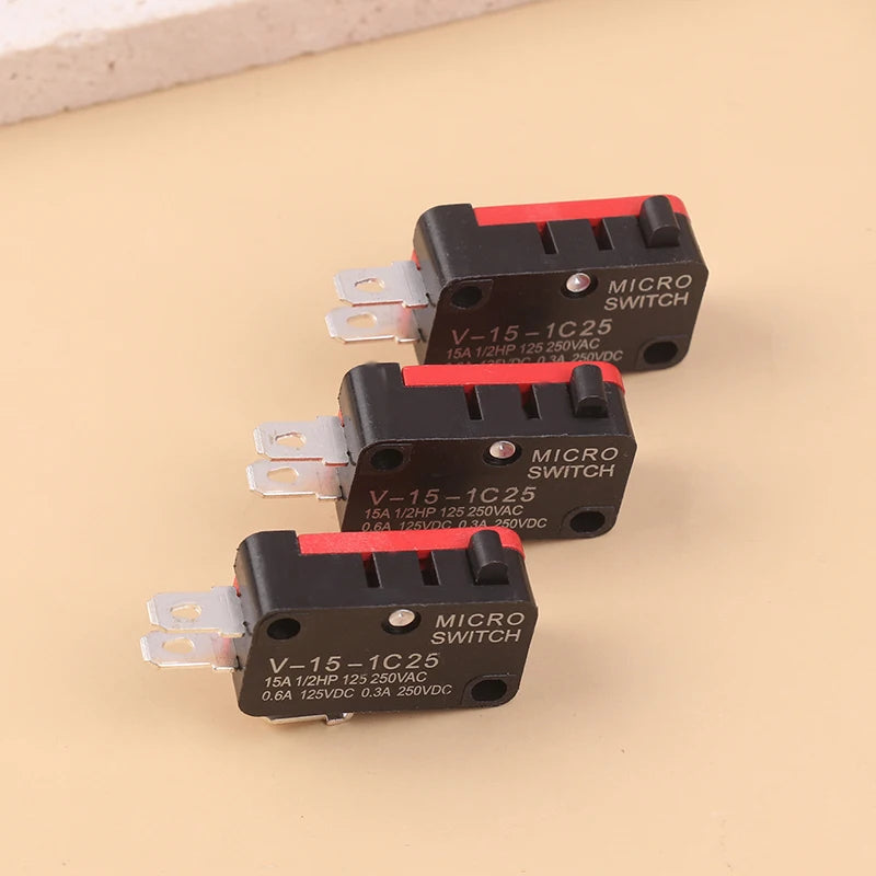 10Pcs Micro Switch V-15-1C25 Silver Point V-15-1C25 Microwave Oven Contact Switch Copper Point Tact Switch Limit Microswitch Zpaxo