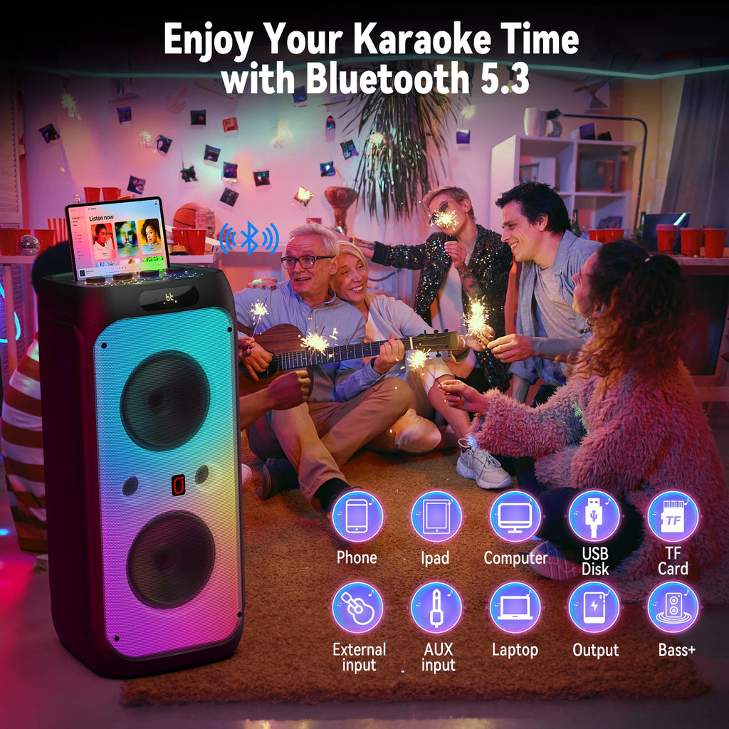 Karaoke Machine Adults Big Party Speaker 500W Peak Power Wireless PA