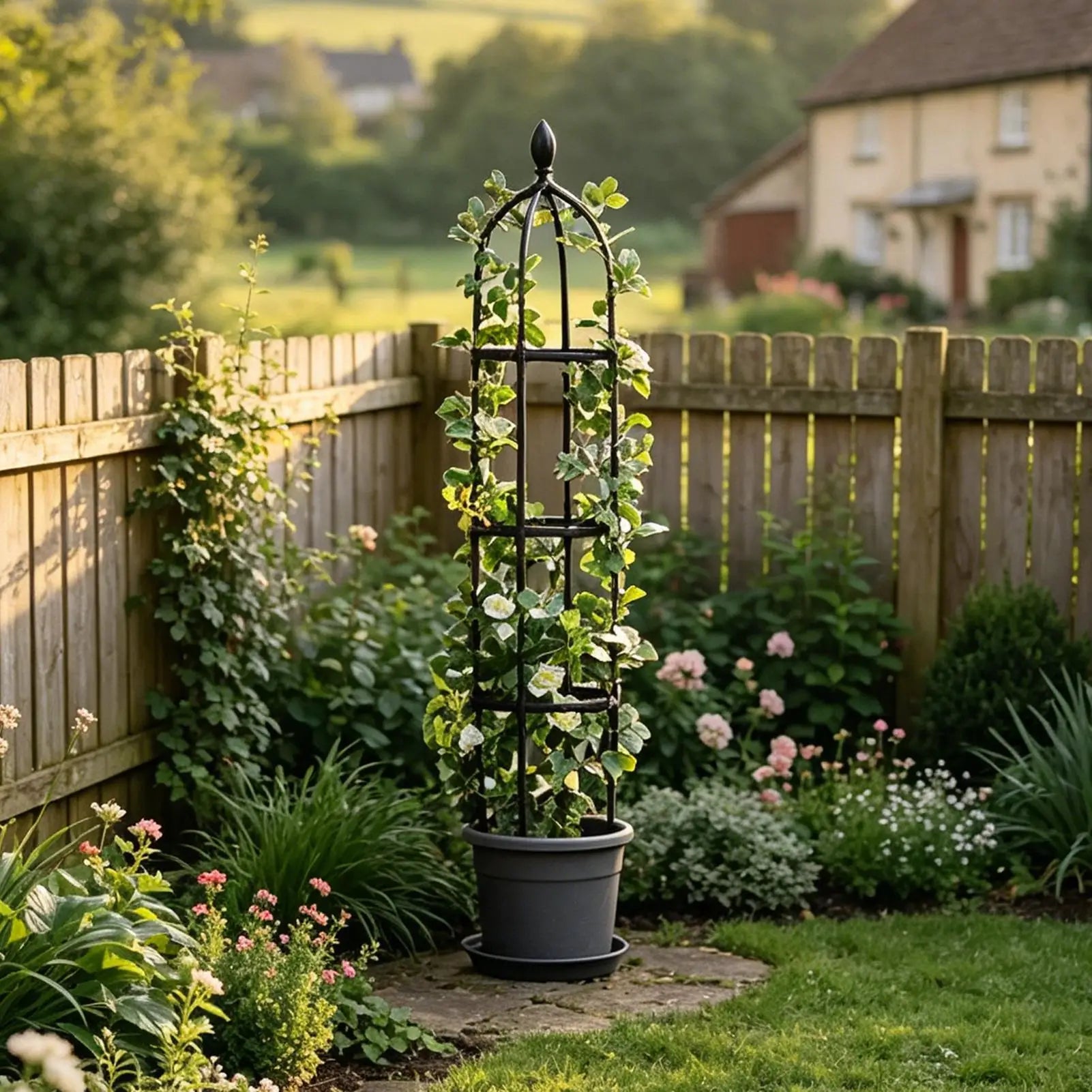 Obelisk Trellis Rustproof Climbing Plant Support Tower Rack