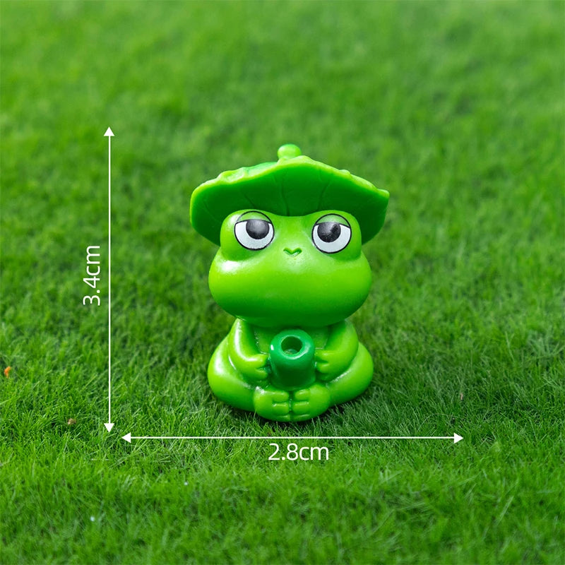▶Fishing Frog Panda Figurines Ornament Creative Cartoon Animal Figure Doll Fish Tanks Aquarium Hangable Decor Desktop Decoration Zpaxo A1