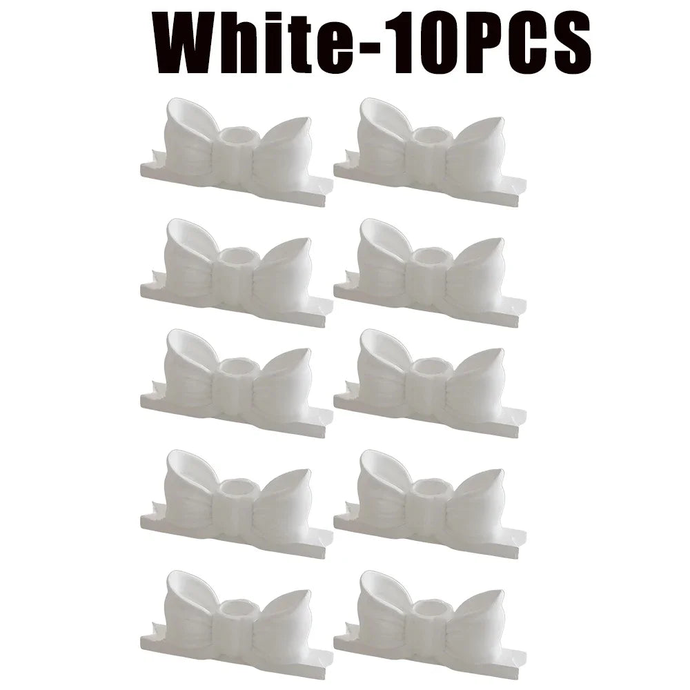 Gypsum Bow Candle Holder Long Candlestick Wedding Birthday Party Home Zpaxo White-10PCS